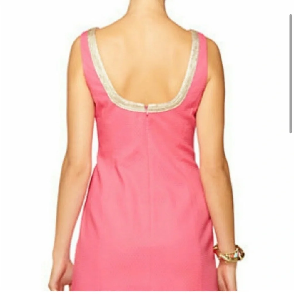 Lilly Pulitzer shift dress Janine neon pink gold details - Picture 4 of 12